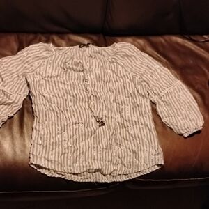 Adrienne Vittadini Silver Striped Blouse